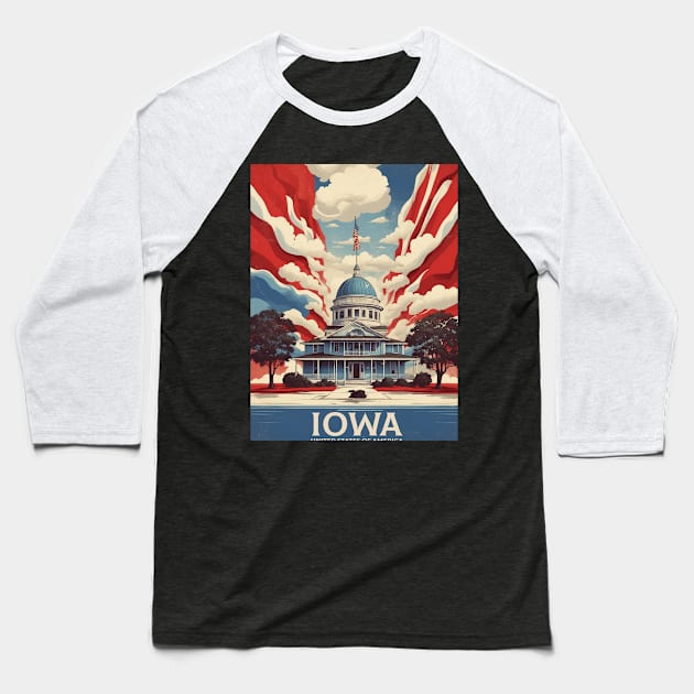 Iowa United States of America Tourism Vintage Poster Baseball T-Shirt by TravelersGems